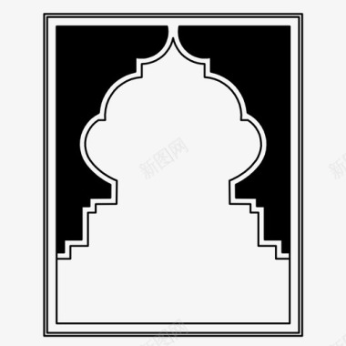 伊斯兰窗户阿拉伯式建筑装饰品图标图标