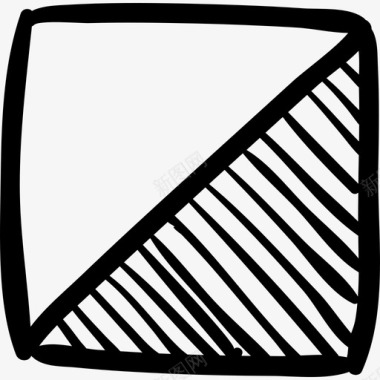 两个三角形的正方形草图界面社交媒体手绘图标图标