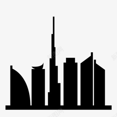 迪拜城阿拉伯塔哈利法塔图标图标