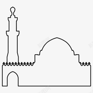 清真标志矢量素材伊斯兰图案建筑清真寺图标图标