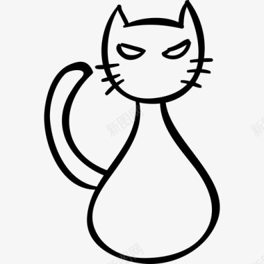 猫轮廓动物万圣节手绘图标图标