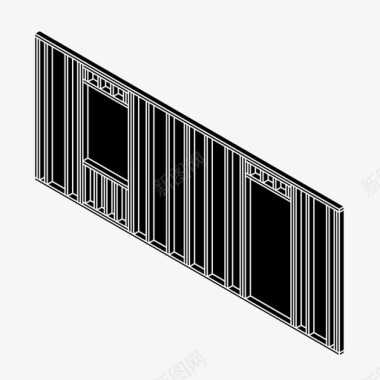 建筑桥墙体结构建筑木工图标图标