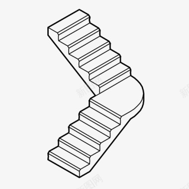 圆形台阶楼梯间上升楼梯图标图标