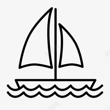 帆船沙滩大海图标图标