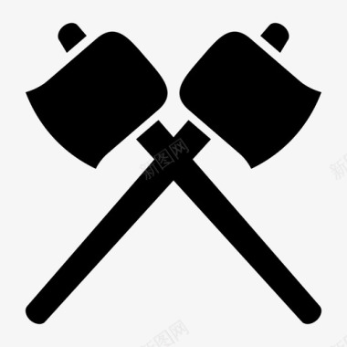 十字斧斧头伐木工人图标图标