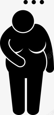 超重妇女身体肥胖图标图标