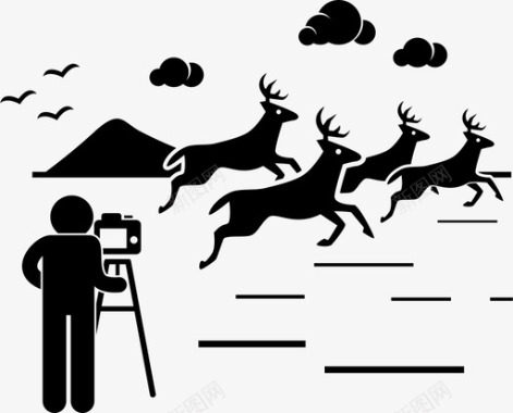 野生动物摄影师鹿摄影图标图标