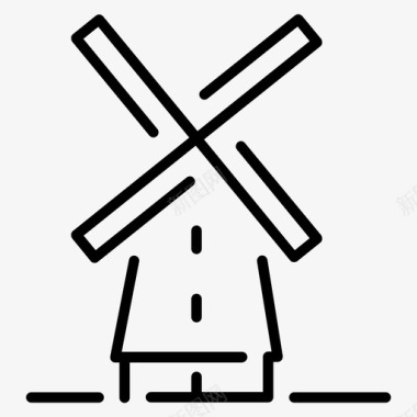 荷兰风车荷兰磨坊图标图标