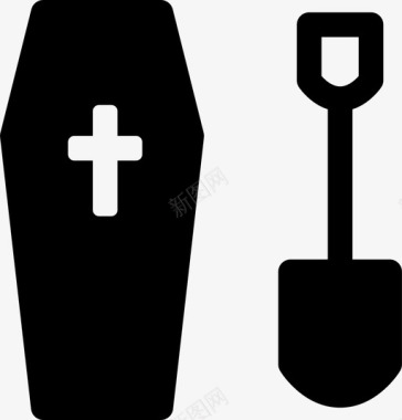 十字架坟墓墓地棺材图标图标