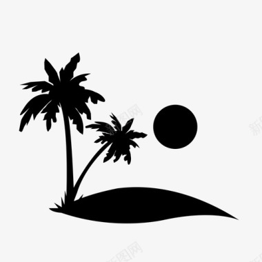 自然海滩椰树岛屿图标图标