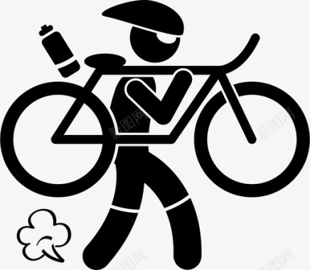男子骑自行车男子铁人三项图标图标