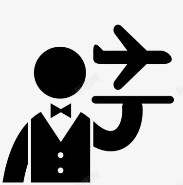服务员旅行递送飞机请求图标图标