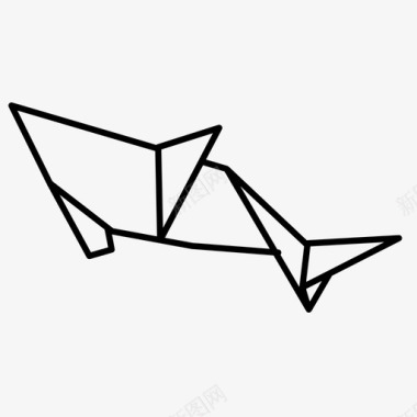 折纸鲨鱼动物折叠图标图标