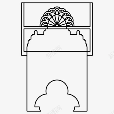 花纹鸵鸟伊斯兰图案阿拉伯花纹艺术图标图标