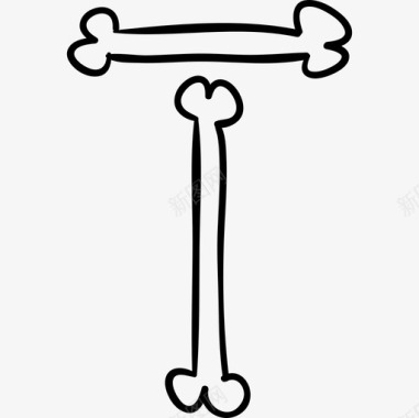 T骨扒字母T的骨头概述万圣节排版界面abc骨斯托克图标图标