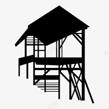 纱厂锯木厂建筑图标图标