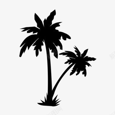 绿色PNG棕榈树椰子树绿色图标图标