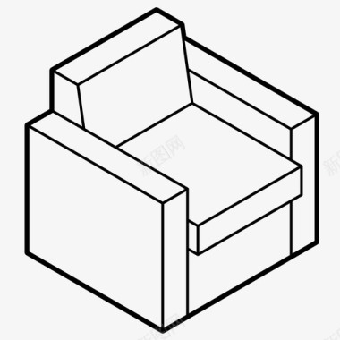 小清新沙发扶手椅沙发家具图标图标