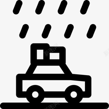 汽车驾车下雨图标图标