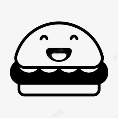 表情吧笑汉堡表情符号快餐图标图标