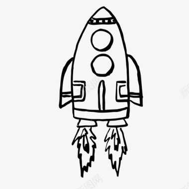 火箭飞行素描图标图标
