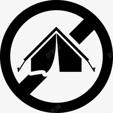 避难所禁止露营禁止避难所图标图标