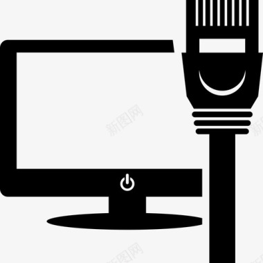 互联网矢量计算机以太网电缆连接图标图标