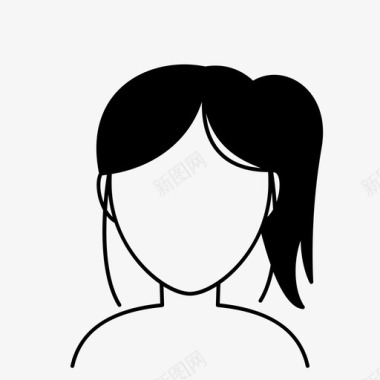 女人发型化身马尾辫图标图标