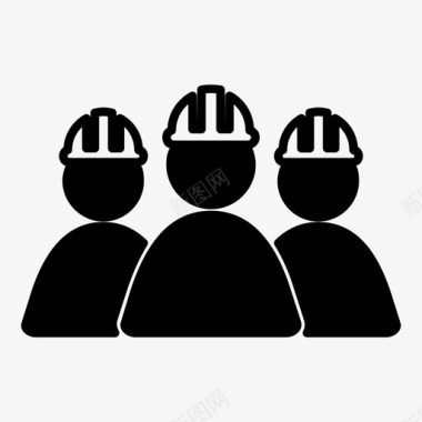 小组建筑工人小组安全帽图标图标