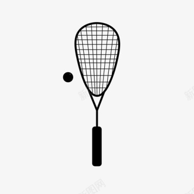 运动型壁球网拍和球壁球网球拍和球橡胶图标图标