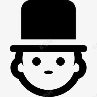 有顶帽子的男人脸人人的象形图图标图标