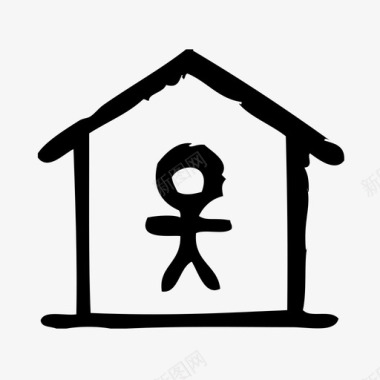孤儿院房子素描图标图标