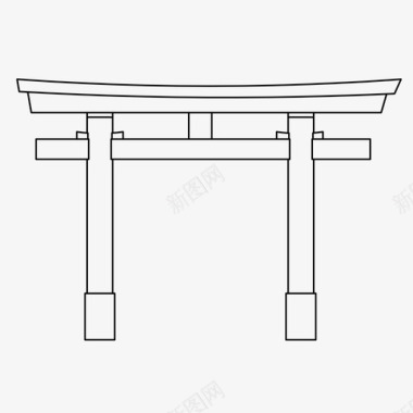 神道门入口日本细木工图标图标