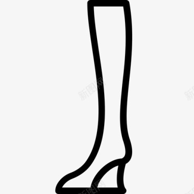 及膝楔形靴女式女式服装轮廓系列图标图标