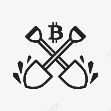 加密货币比特币矿工斧头采矿图标图标