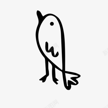 小鸟抬头动物涂鸦图标图标