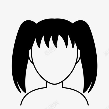 女人发型化身猪尾巴图标图标