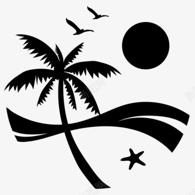 海滩棕榈树夏天图标图标