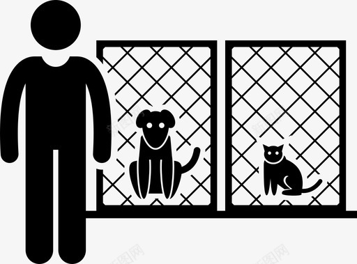 动物收容所笼子看护人图标图标