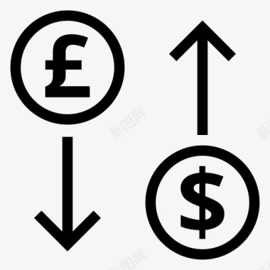柱形上升箭头货币兑换方向向下图标图标