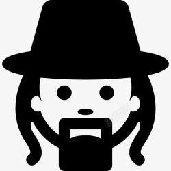 有梦想的人有帽子的男人脸长头发和山羊胡子人图标高清图片