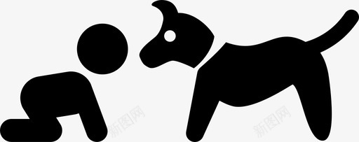 宠物狗婴儿与狗的互动动物儿童图标图标