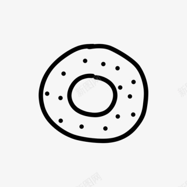 甜甜圈面包房手绘图标图标