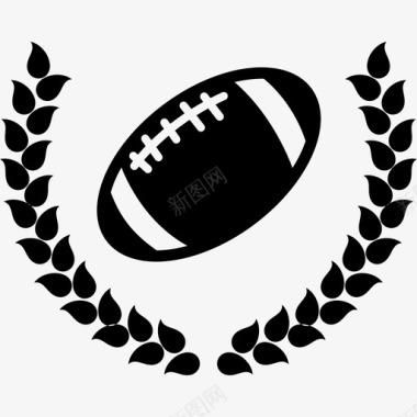 橄榄球美式足球冠军花环美式足球桂冠图标图标