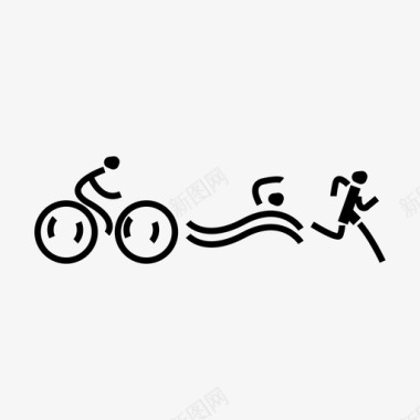 铁人三项自行车跑步图标图标