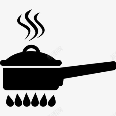 小锅火烹饪火焰图标图标