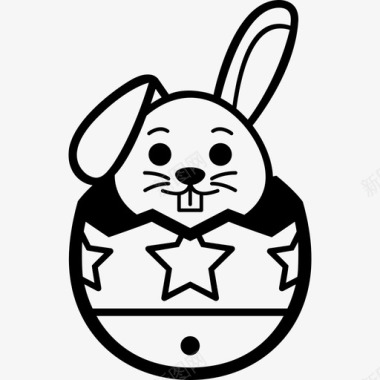 孵化兔子星复活节蛋图标图标
