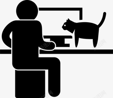 电脑桌上的猫分散注意力打扰图标图标