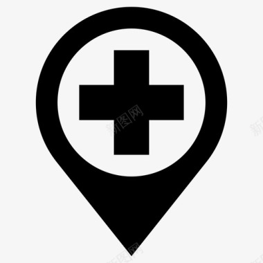 医院位置地图医疗图标图标