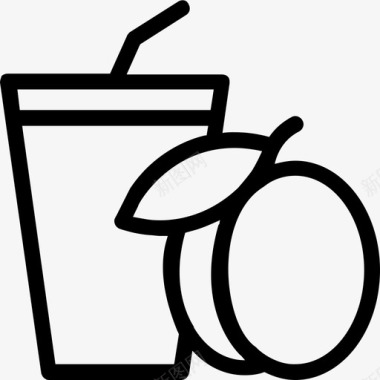 桃子汁饮料玻璃杯图标图标